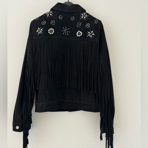 ZADIG & VOLTAIRE BLACK FRINGE SUEDE JACKET - Picture 3 of 10